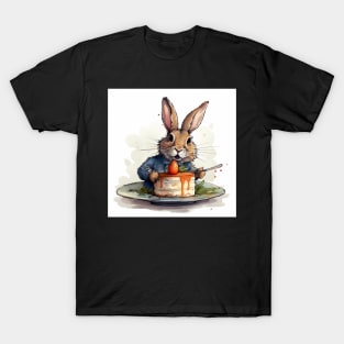 Cute Bunny Eating Carrot Cake Type 1 T-Shirt